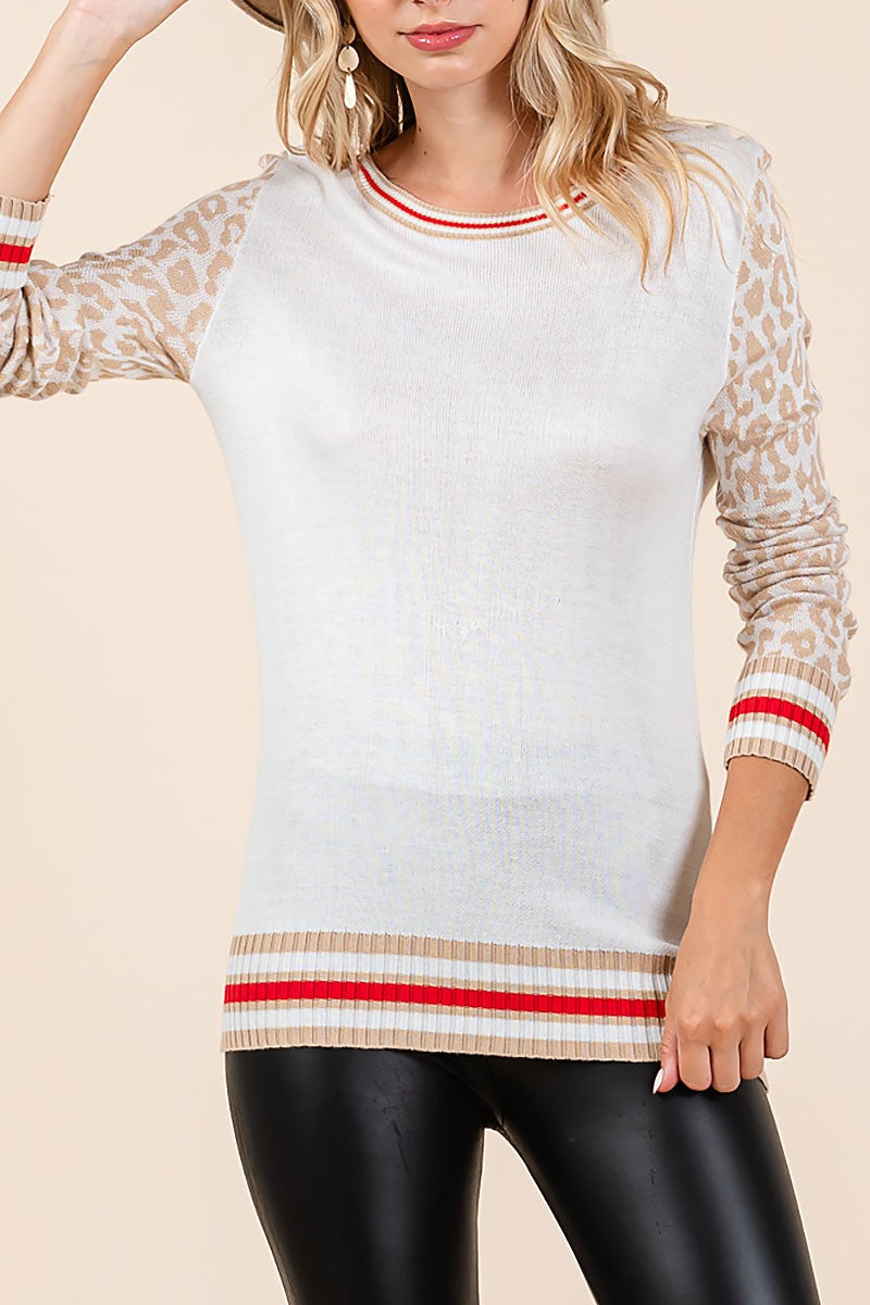 Color block sweater with band detail (RSH2445)