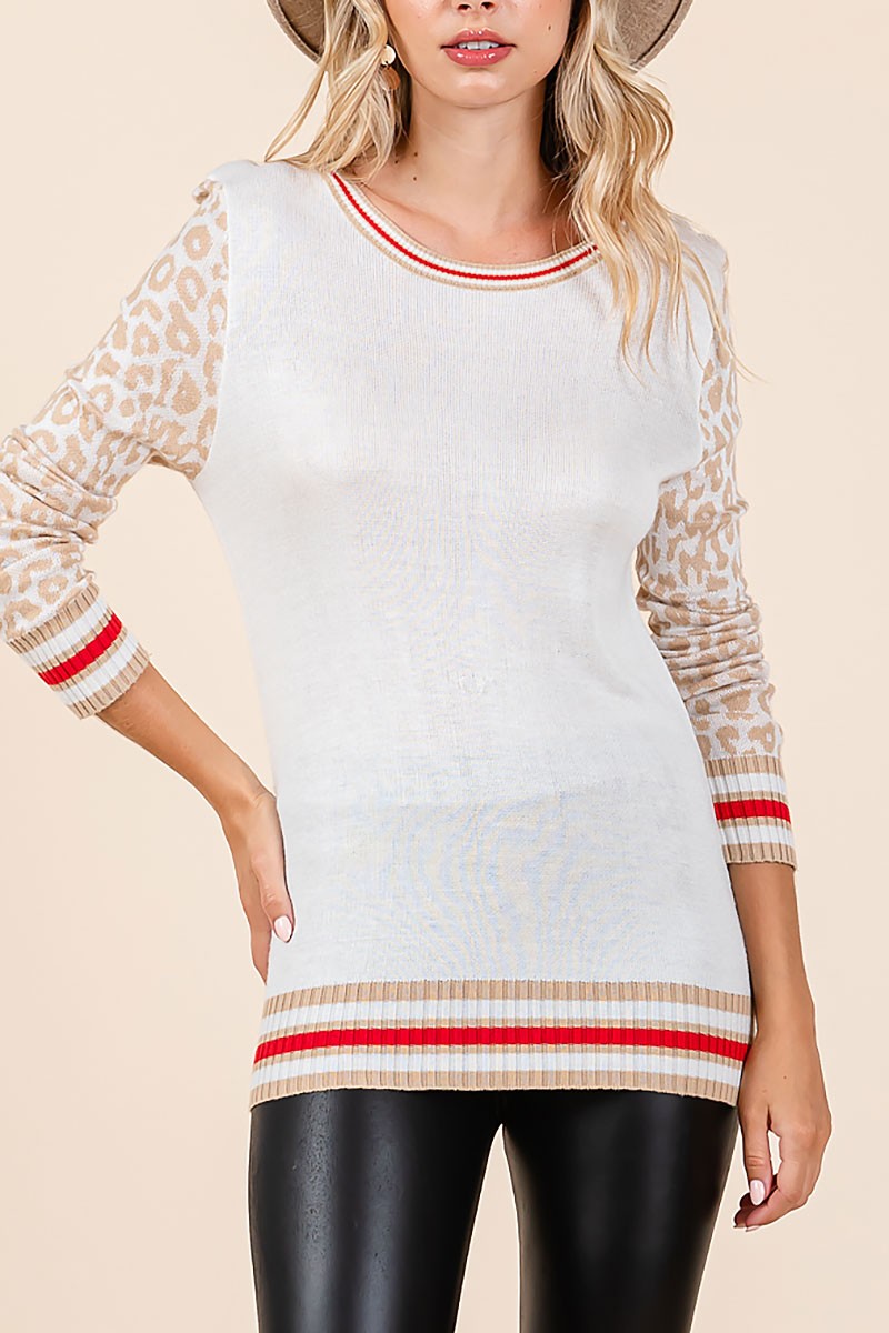 Color block sweater with band detail (RSH2445)