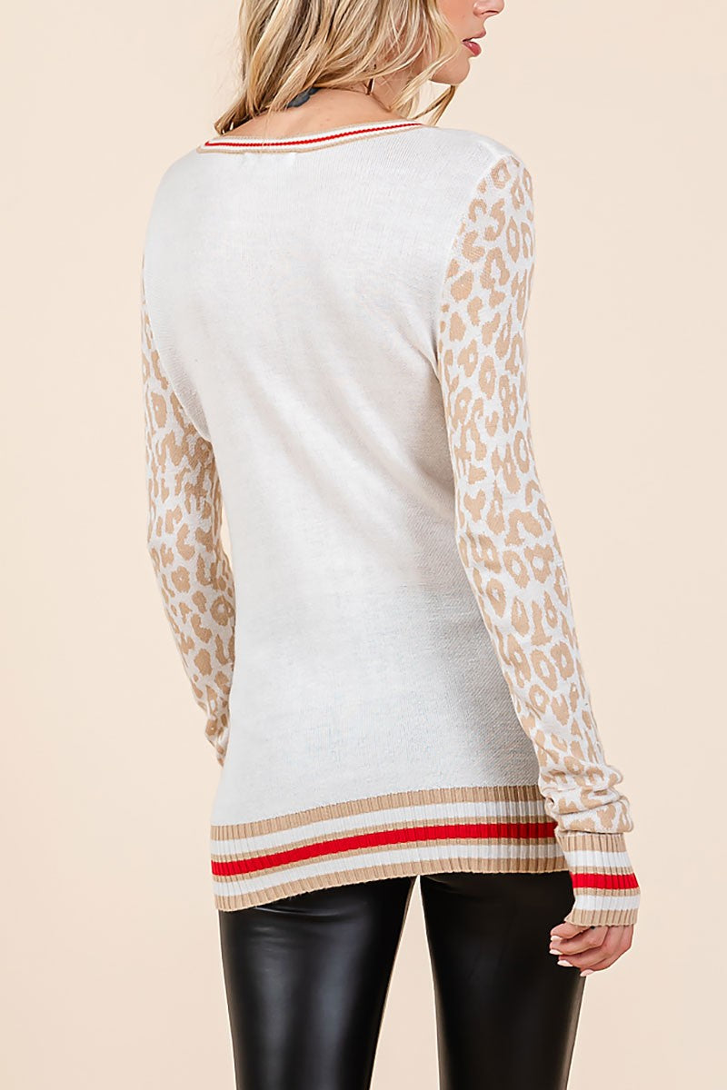 Color block sweater with band detail (RSH2445)