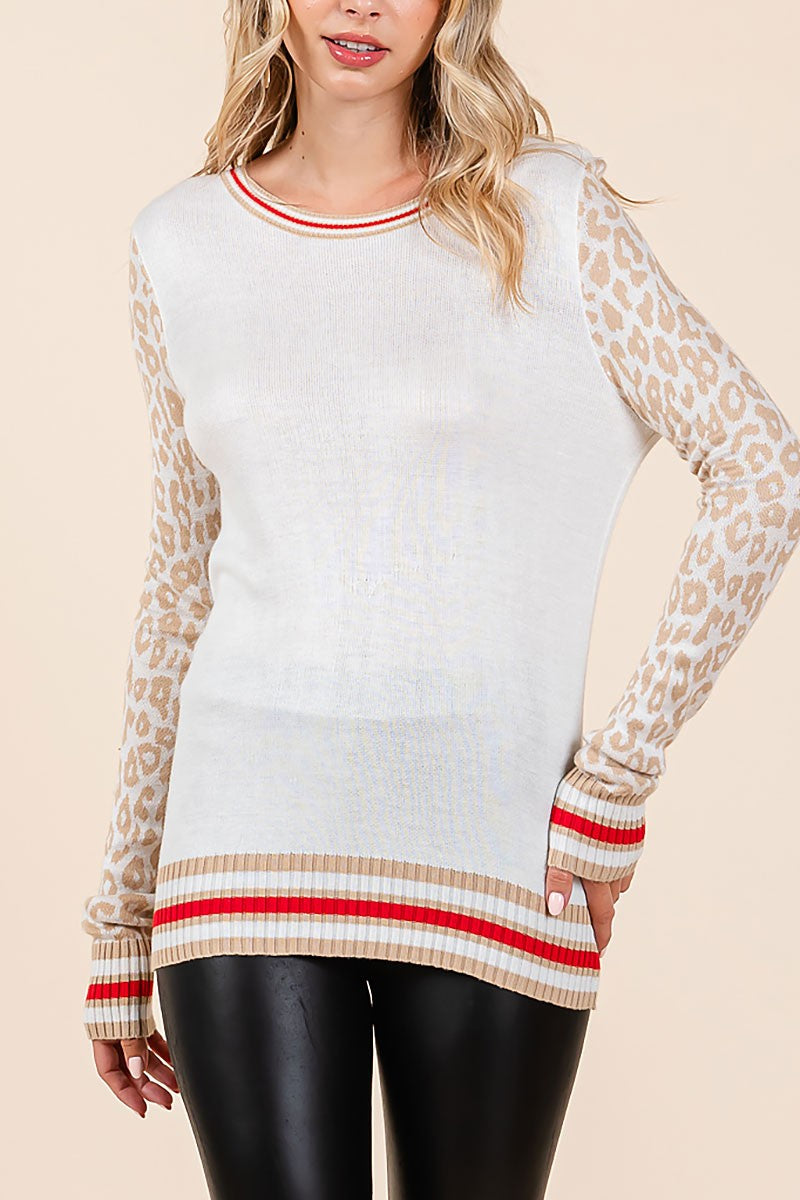 Color block sweater with band detail (RSH2445)