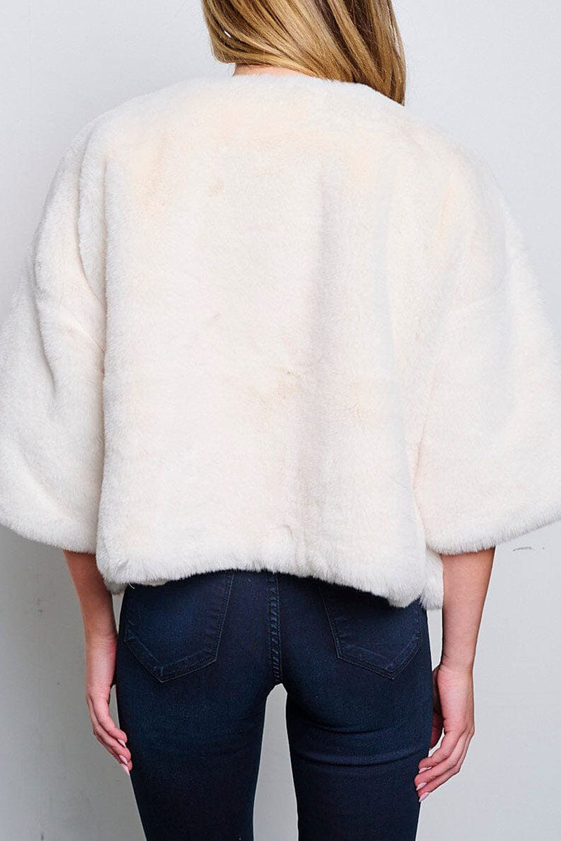 3/4 sleeves pullover solid fuzzy sweater (RVWT6385)