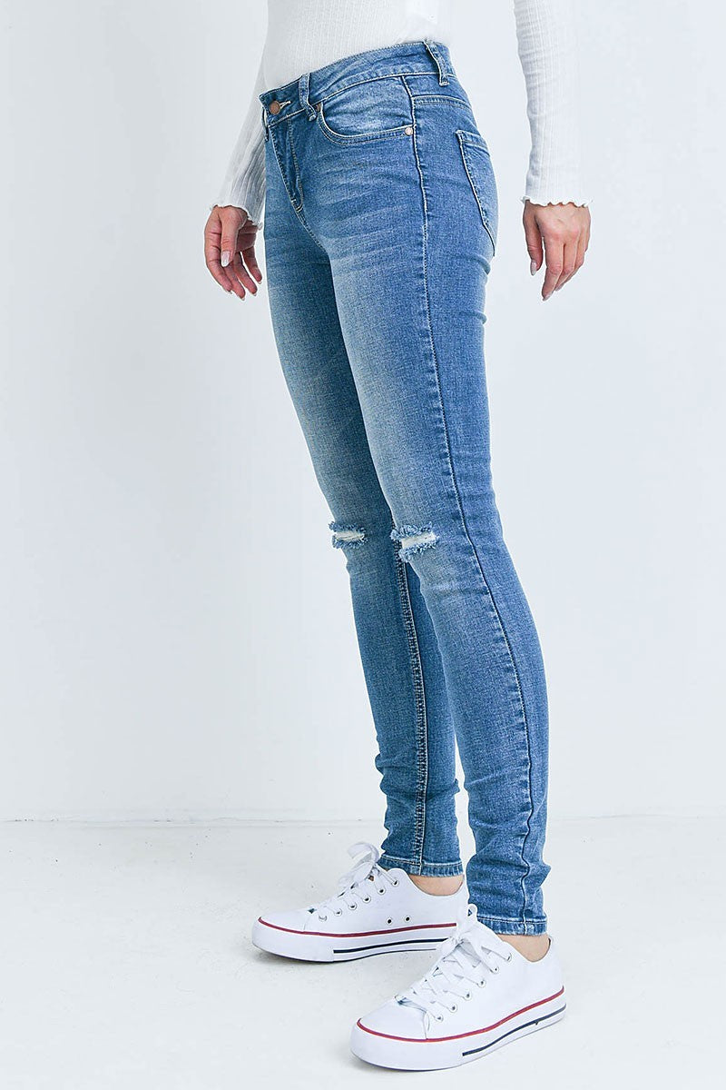 Ripped detail skinny denim pants (RSB3949)