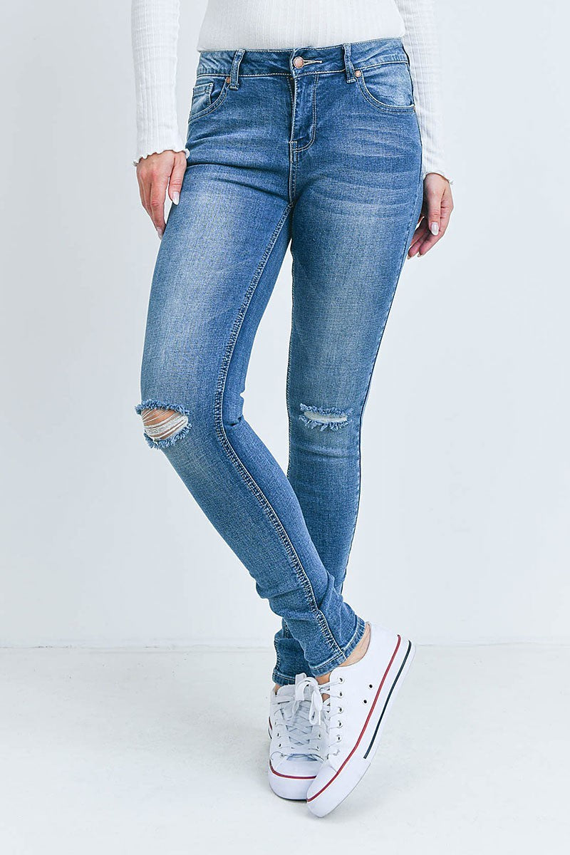 Ripped detail skinny denim pants (RSB3949)