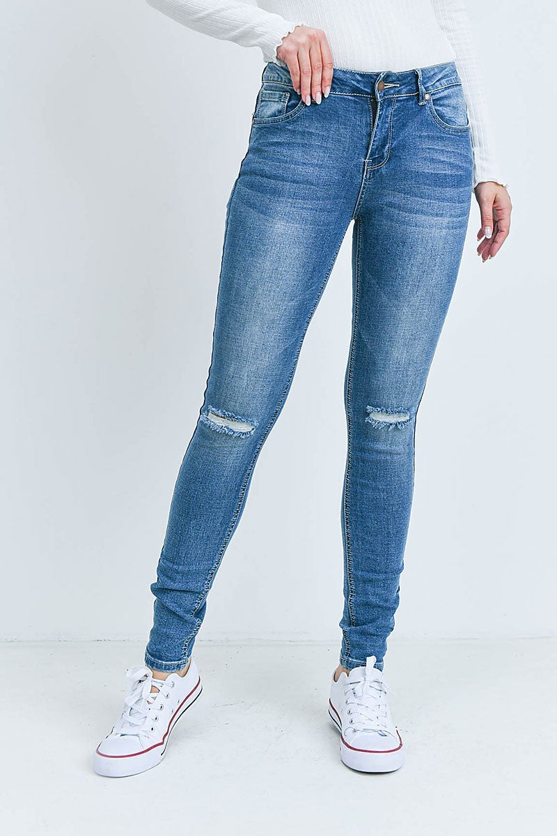 Ripped detail skinny denim pants (RSB3949)