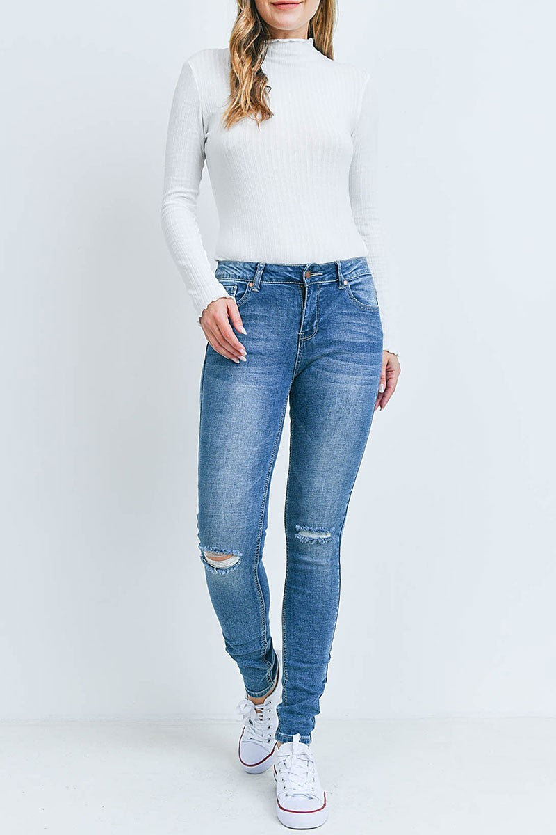 Ripped detail skinny denim pants (RSB3949)