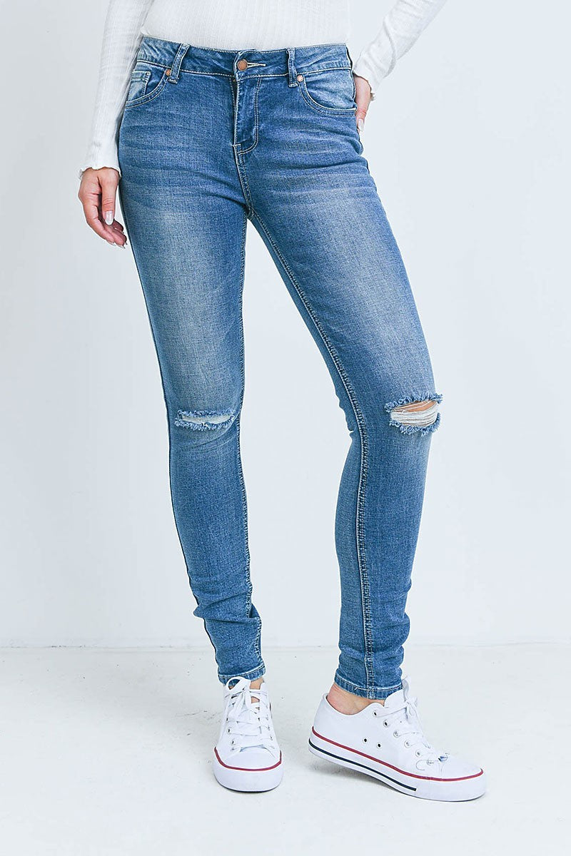 Ripped detail skinny denim pants (RSB3949)