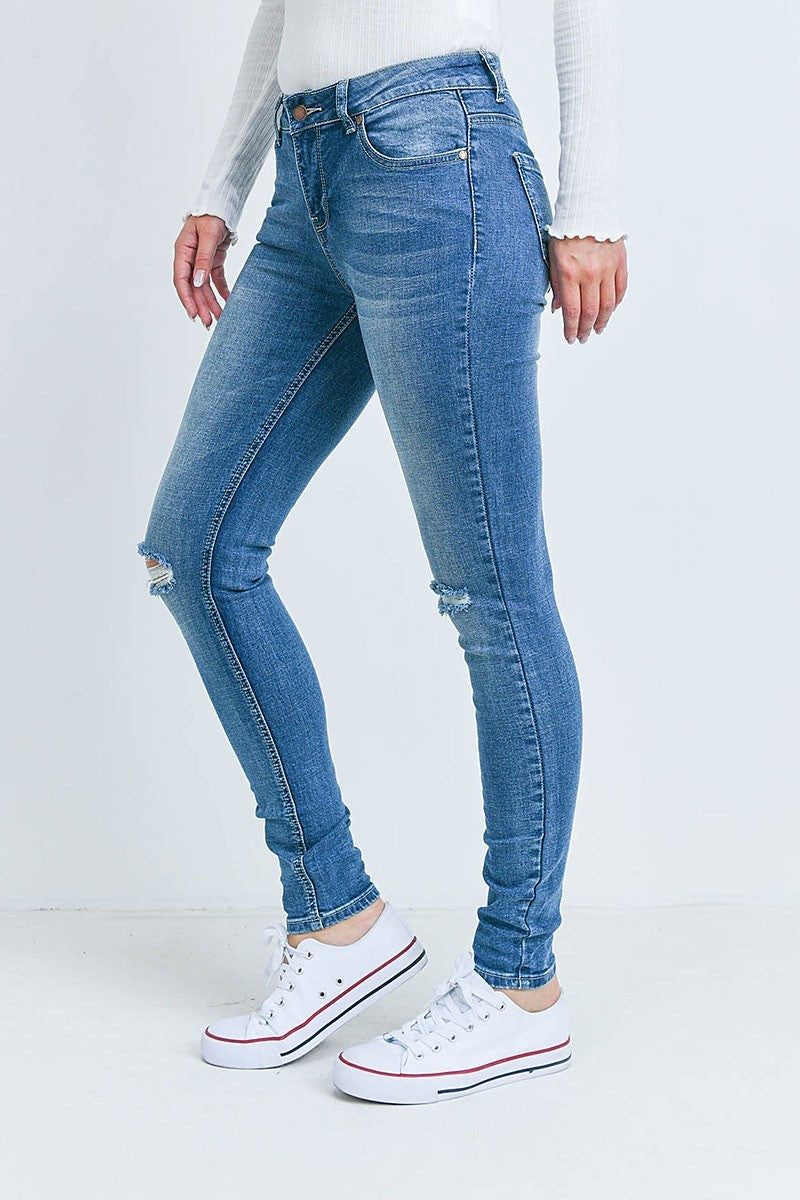 Ripped detail skinny denim pants (RSB3949)