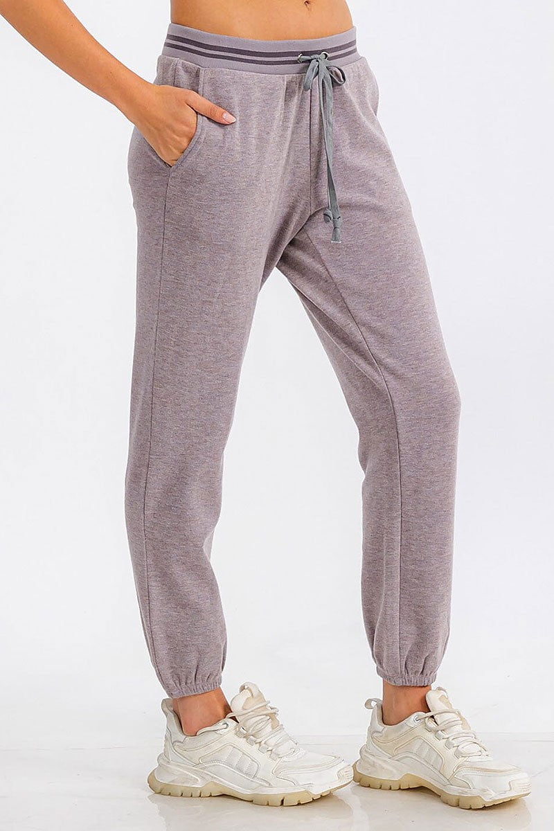 Elastic waist front pocket jogger sweatpants (RVWT6444)