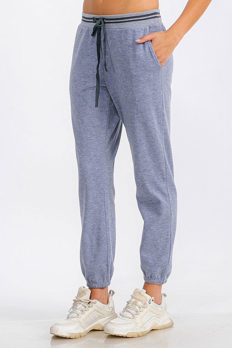 Elastic waist front pocket jogger sweatpants (RVWT6444)