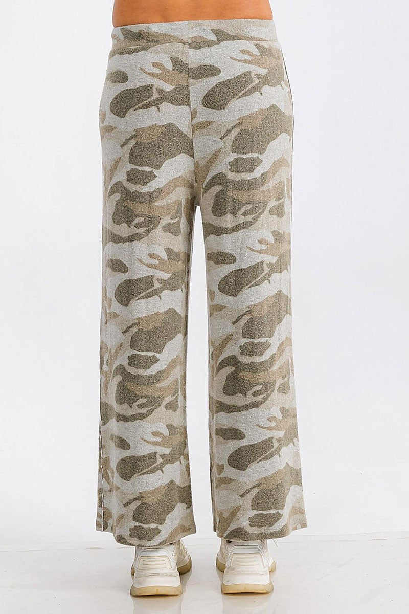 Elastic waist front pocket camo fleece sweatpants (RVWT6445)