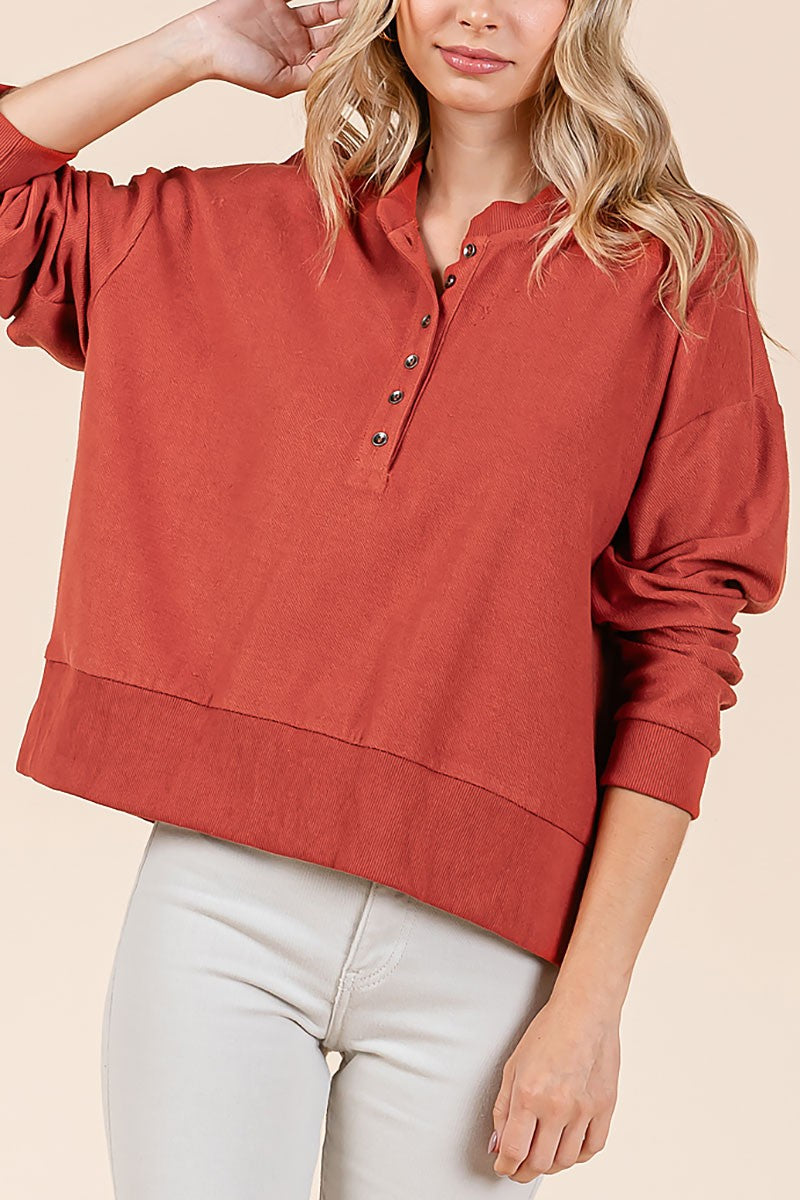 Button up loop textured top (RSH2453)