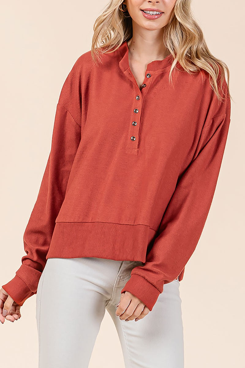 Button up loop textured top (RSH2453)