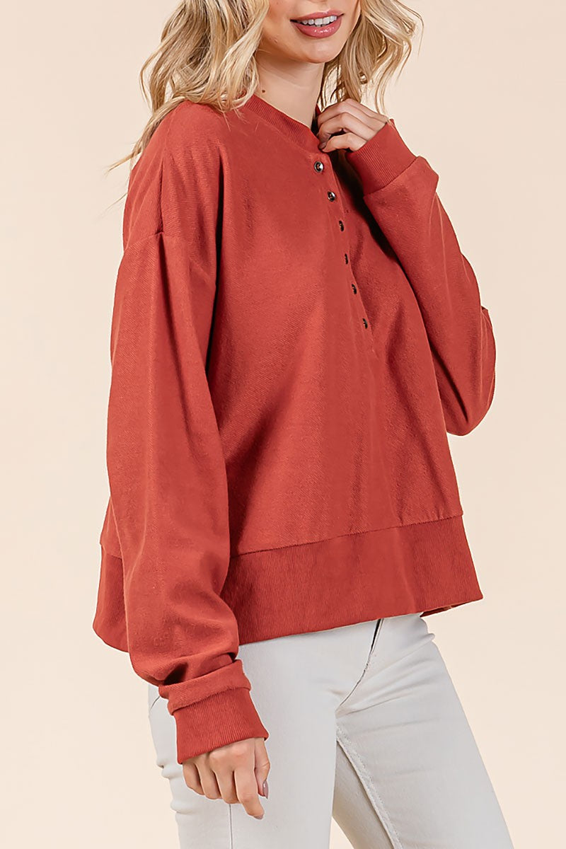 Button up loop textured top (RSH2453)