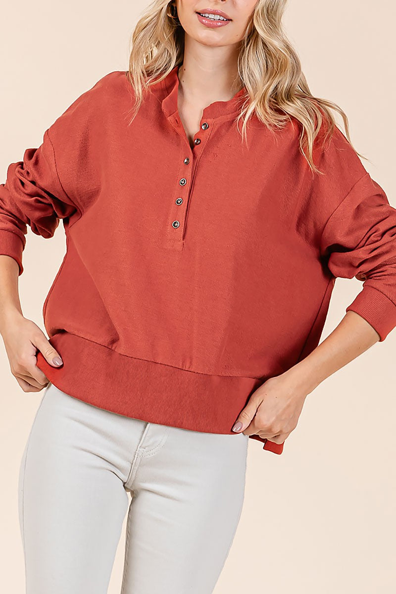 Button up loop textured top (RSH2453)