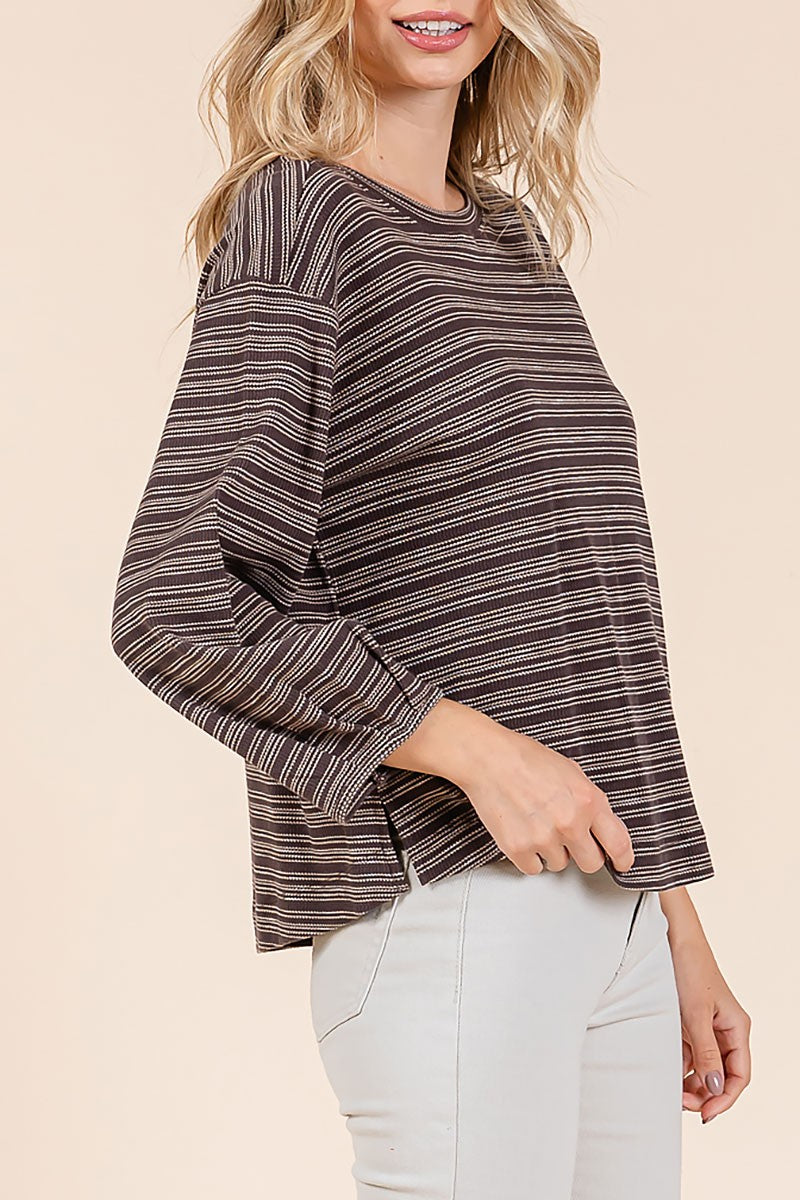 Stripped waffle knit top (RSH2454)