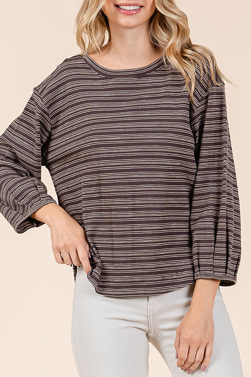 Stripped waffle knit top (RSH2454)