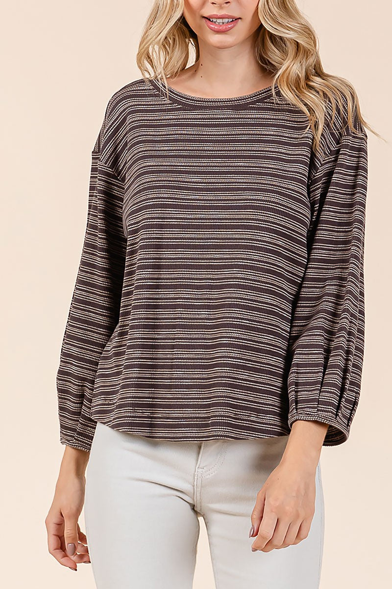 Stripped waffle knit top (RSH2454)