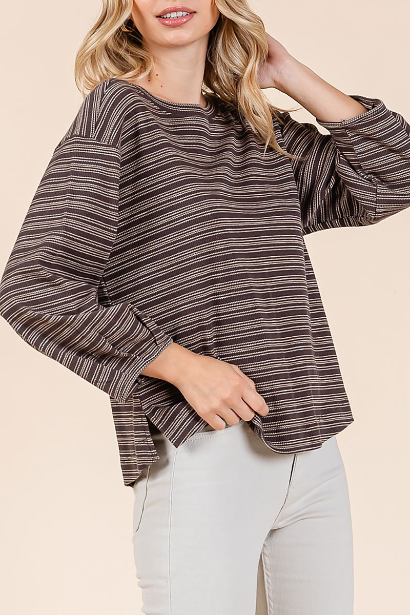 Stripped waffle knit top (RSH2454)