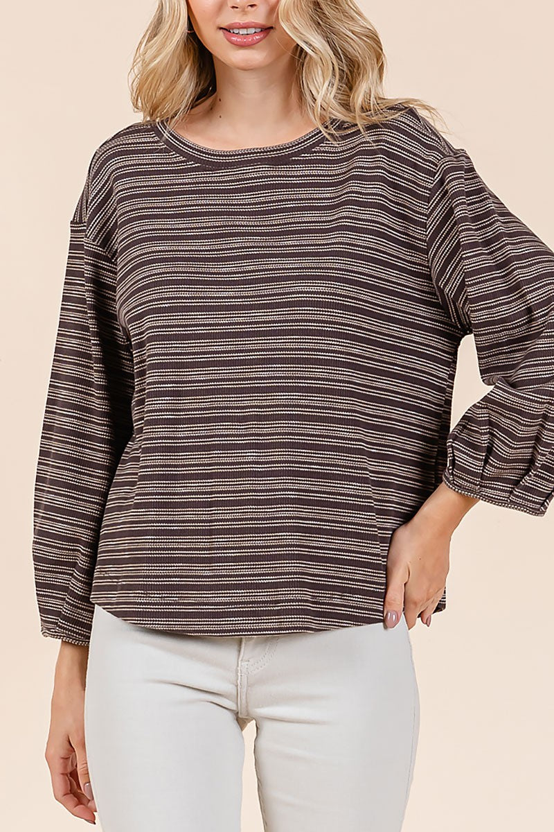 Stripped waffle knit top (RSH2454)