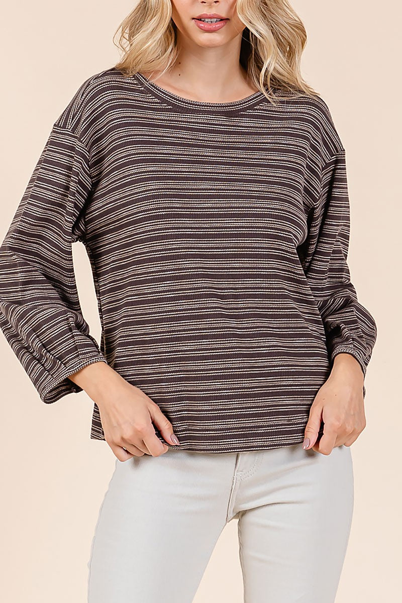 Stripped waffle knit top (RSH2454)