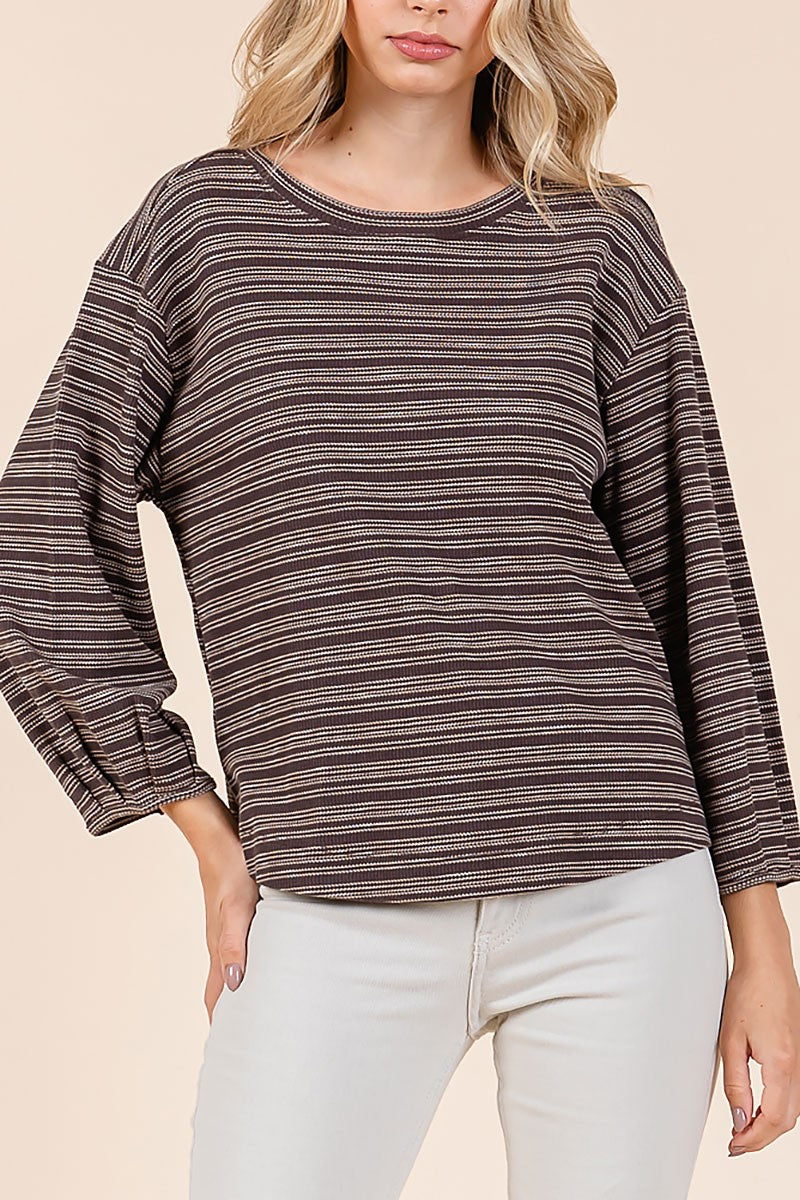 Stripped waffle knit top (RSH2454)