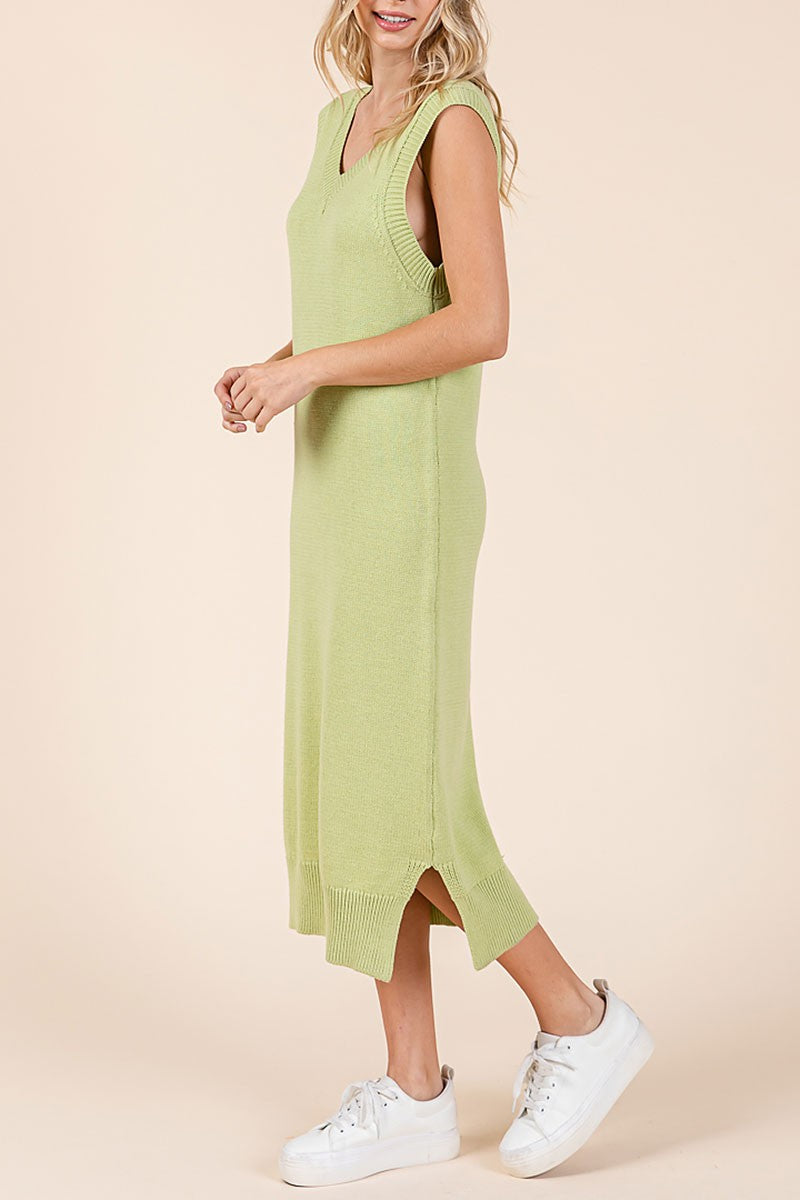 Sweater knit midi dress with side slit (RSH2456)