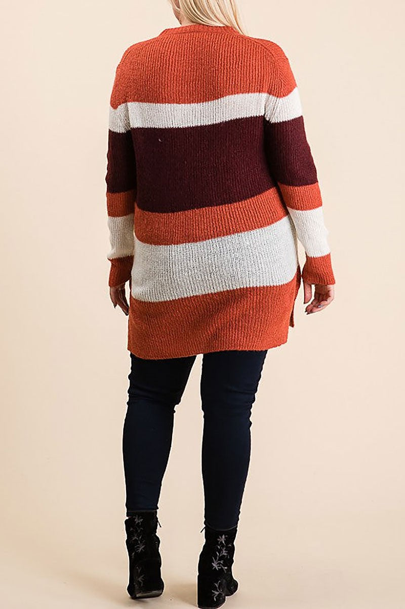 Colorblock side slit plus size tunic sweater (RSSW4725)