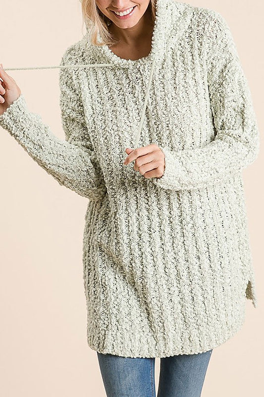 Popcorn knit loose-fit hoodie sweater (RSSW4734)