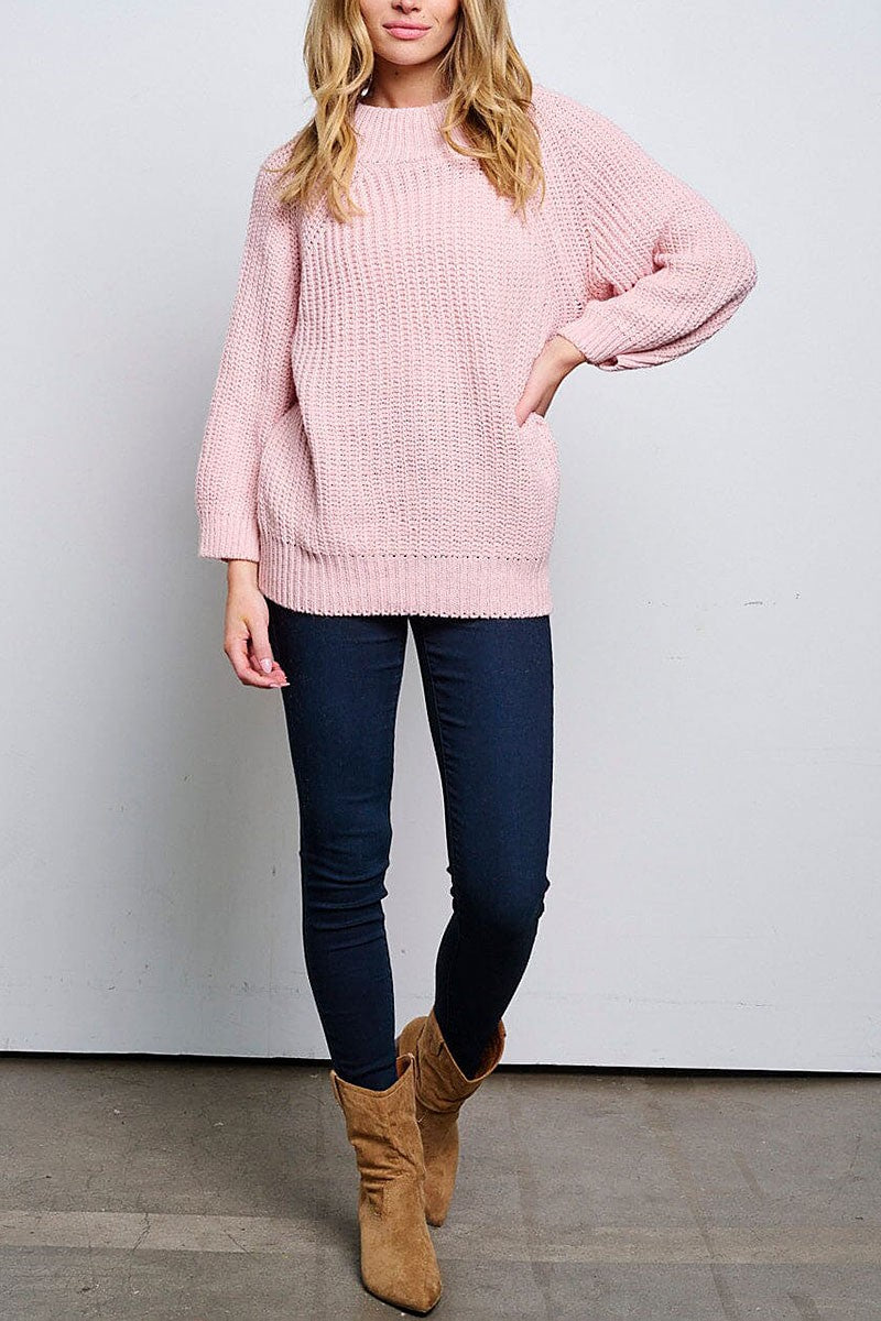 Long sleeve knitted pullover sweater (RVWT6550)