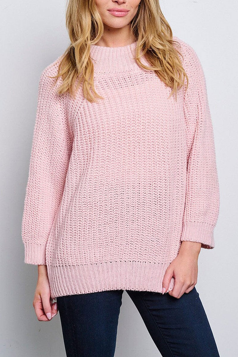 Long sleeve knitted pullover sweater (RVWT6550)