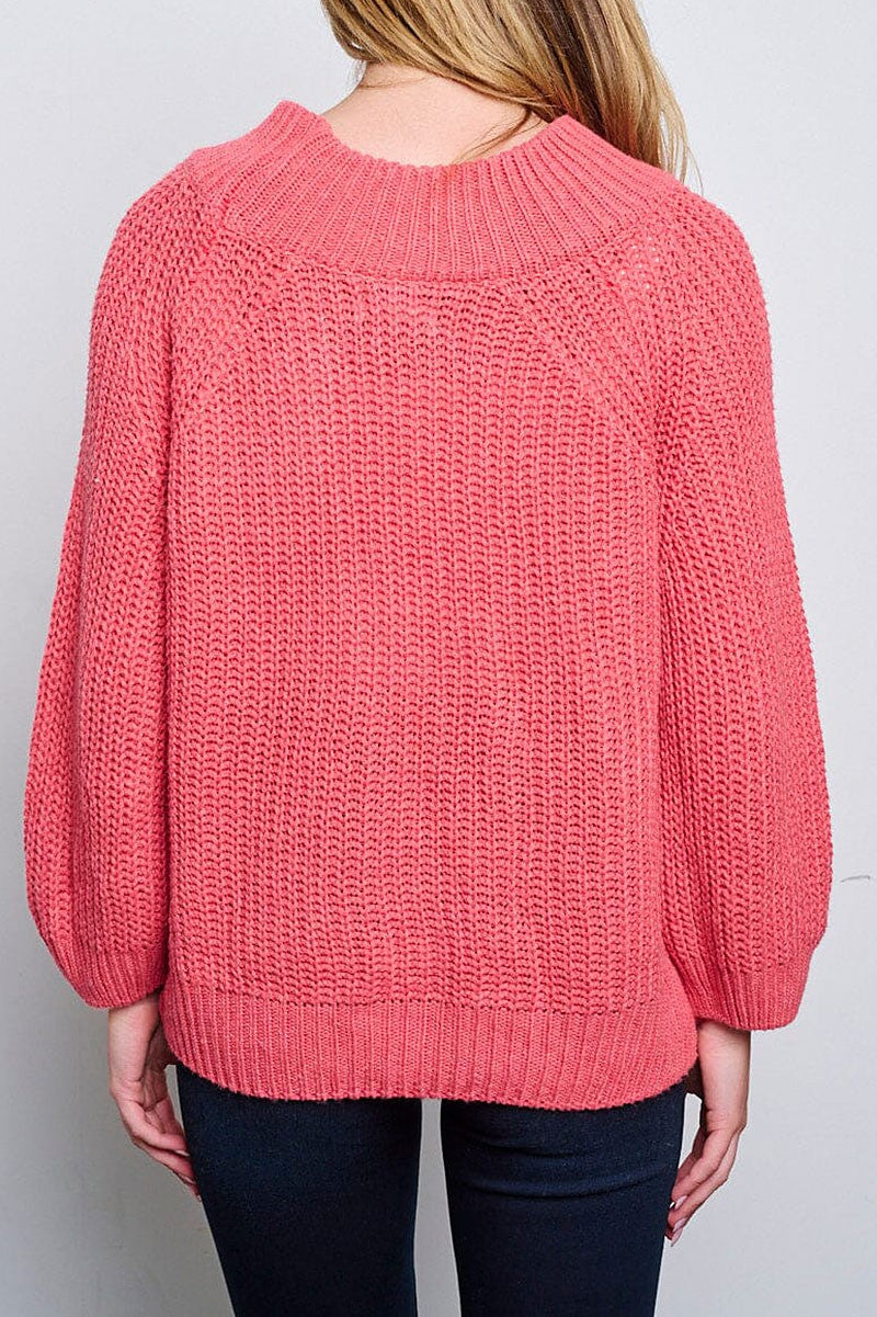 Long sleeve knitted pullover sweater (RVWT6553)