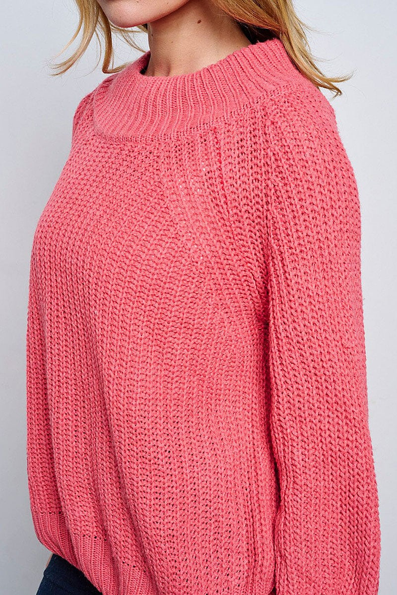 Long sleeve knitted pullover sweater (RVWT6553)