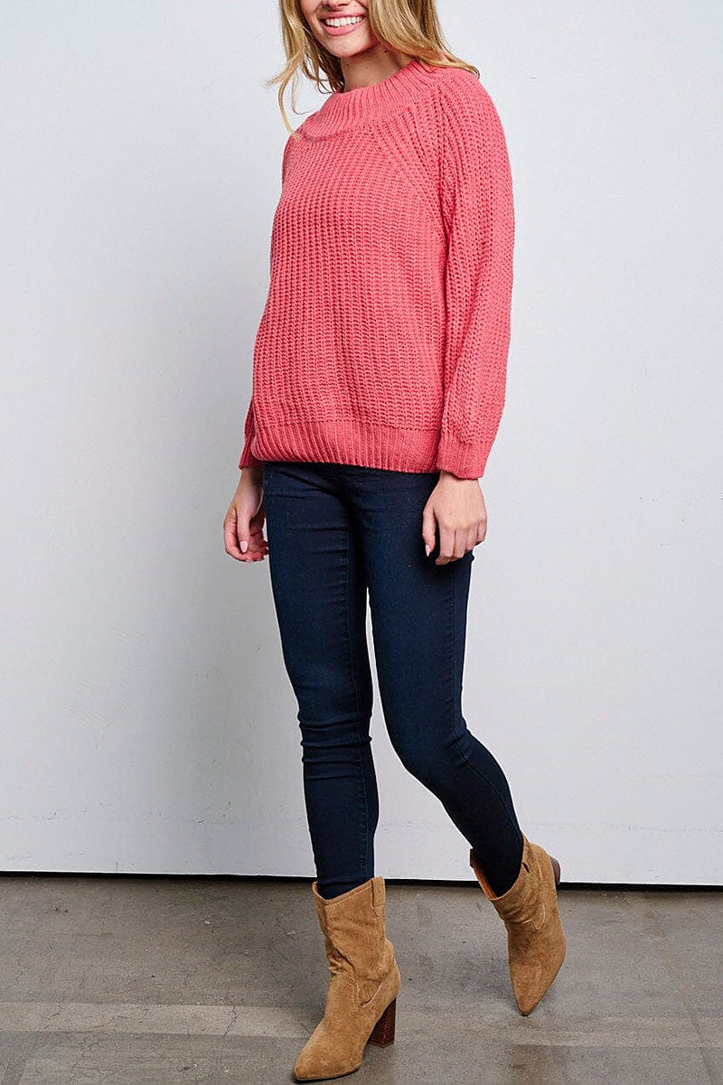 Long sleeve knitted pullover sweater (RVWT6553)