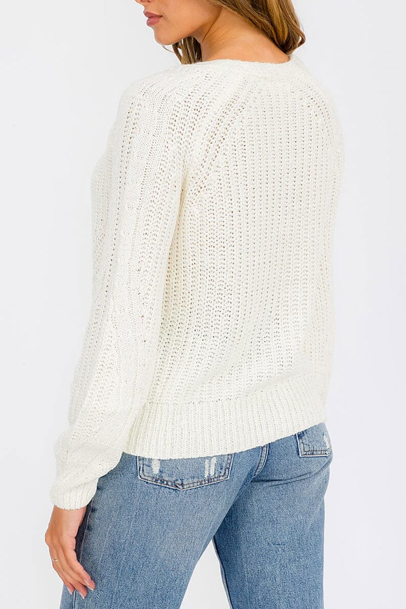 Long sleeve button up knit sweater cardigan (RVWT6565)