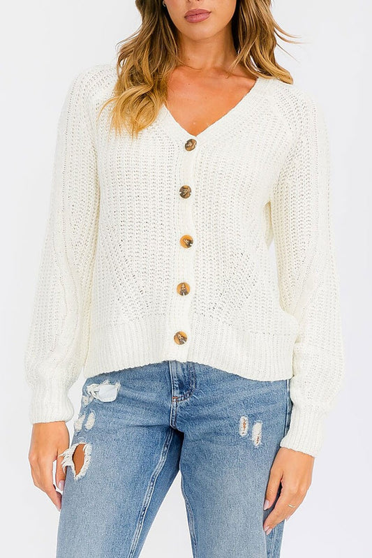 Long sleeve button up knit sweater cardigan (RVWT6565)