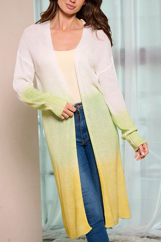 Long sleeve colorblock open front cardigan (RVWT6569)