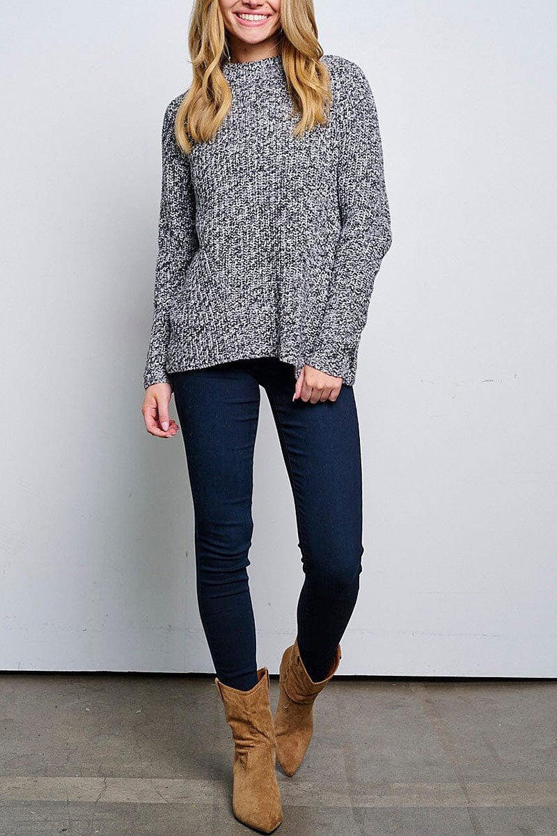 Long sleeve knitted pullover sweater (RVWT6570)