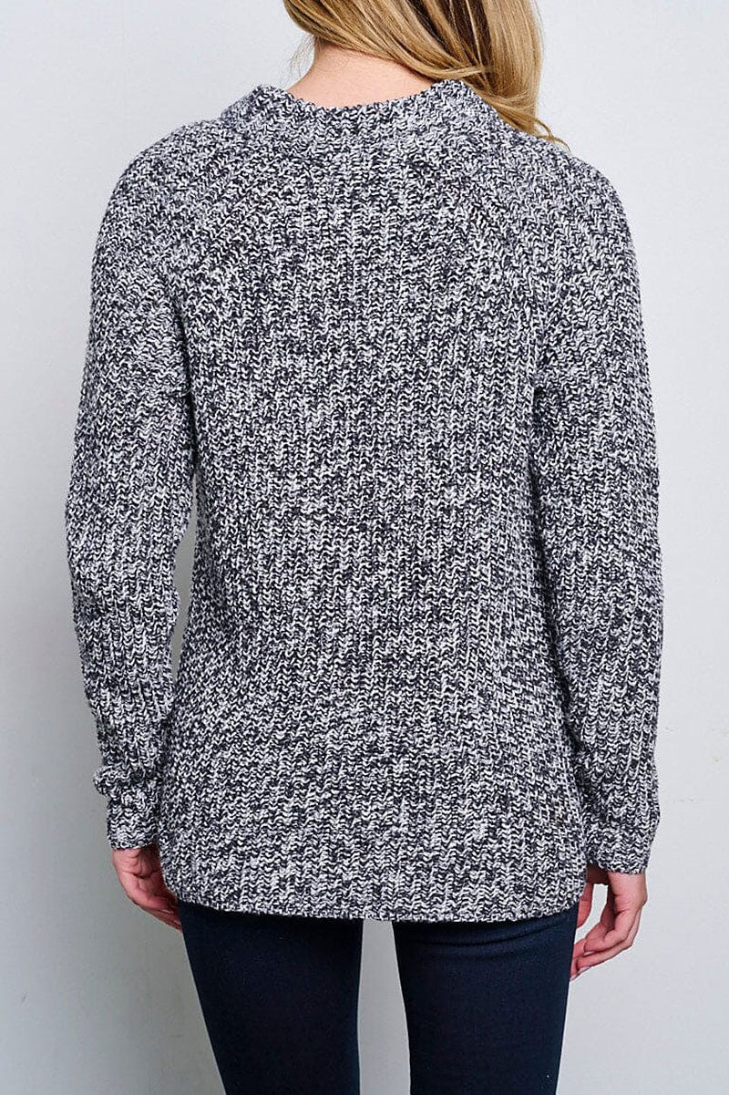 Long sleeve knitted pullover sweater (RVWT6570)