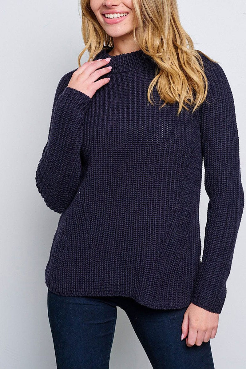 Long sleeve knitted pullover sweater (RVWT6571)