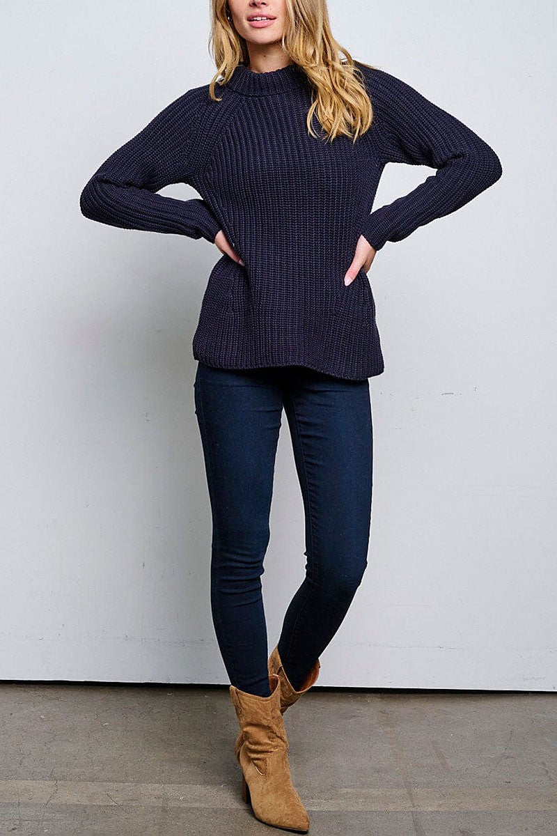 Long sleeve knitted pullover sweater (RVWT6571)