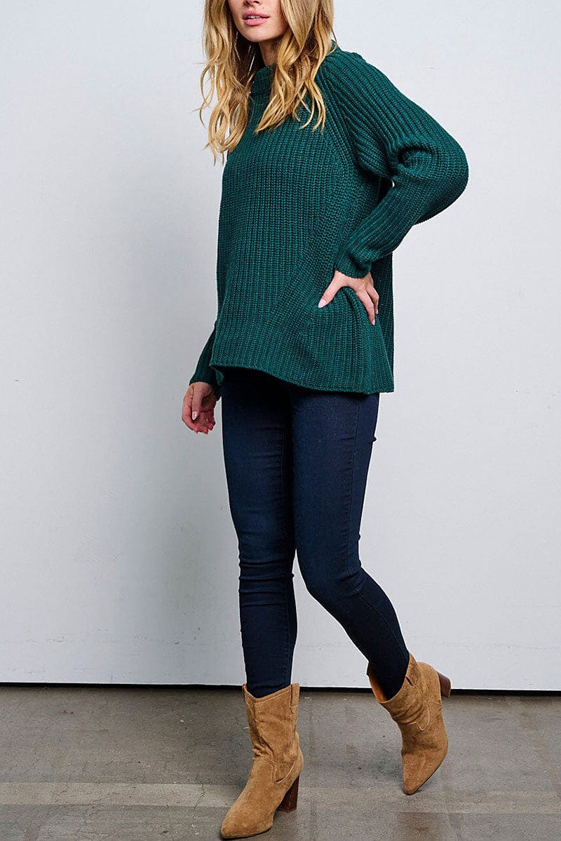 Long sleeve knitted pullover sweater (RVWT6573)