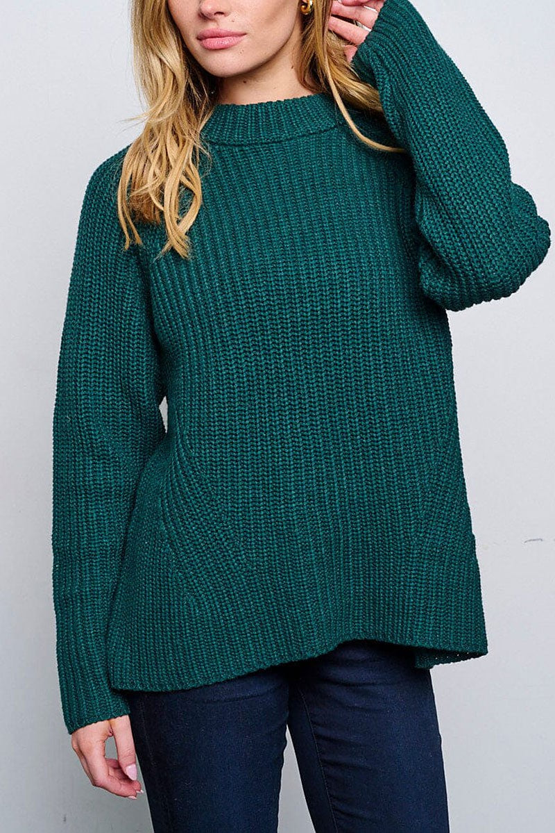 Long sleeve knitted pullover sweater (RVWT6573)