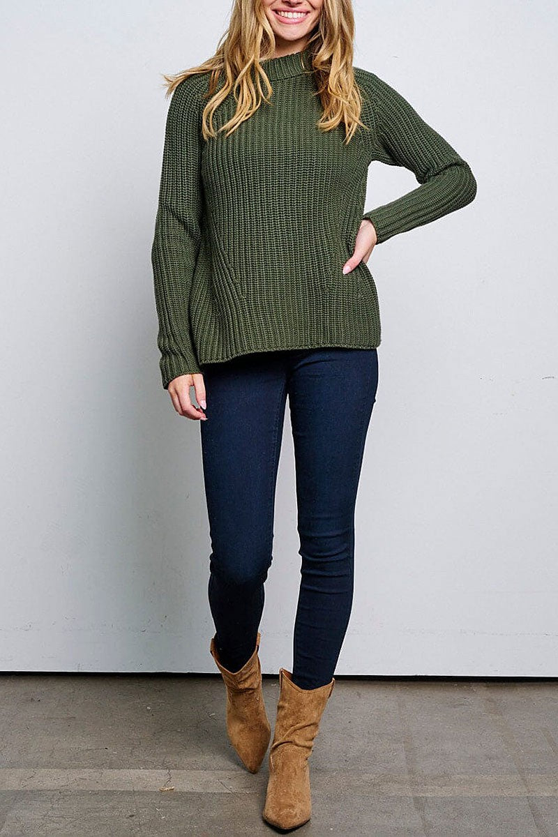 Long sleeve knitted pullover sweater (RVWT6575)