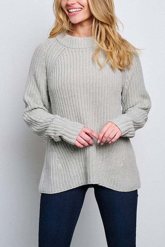 Long sleeve knitted pullover sweater (RVWT6576)