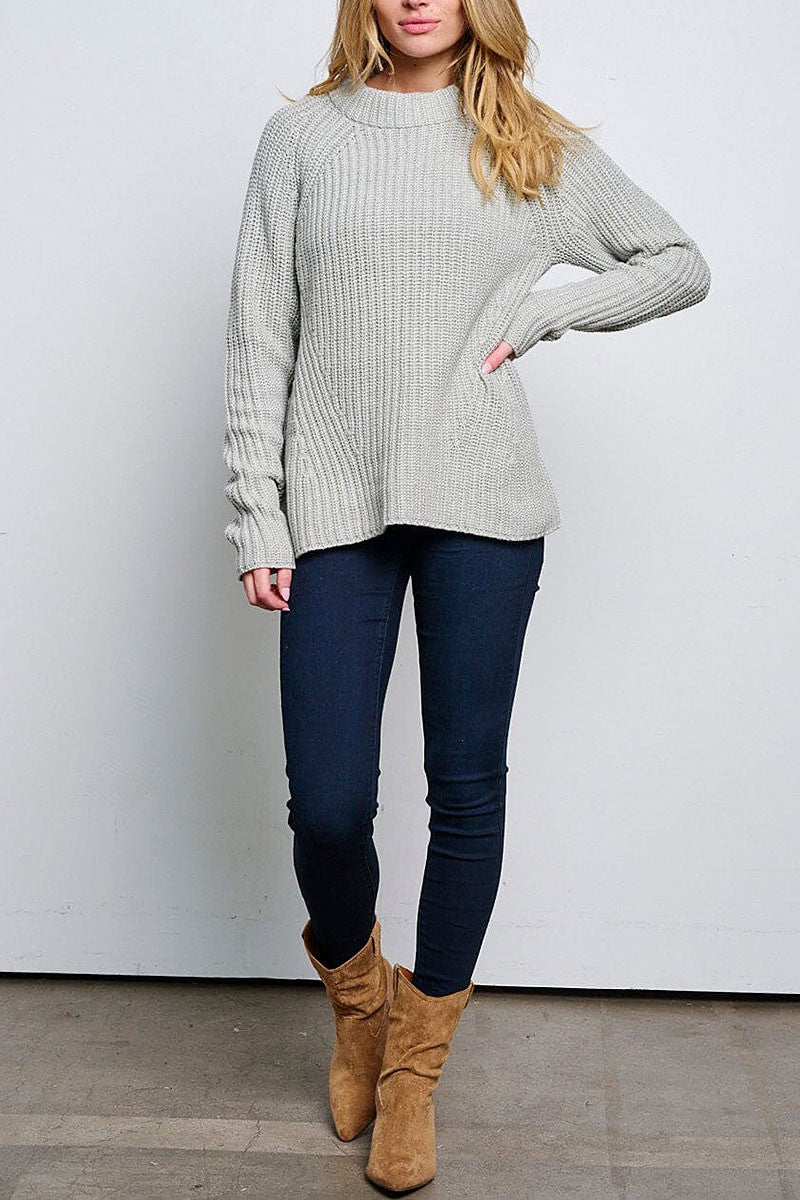 Long sleeve knitted pullover sweater (RVWT6576)