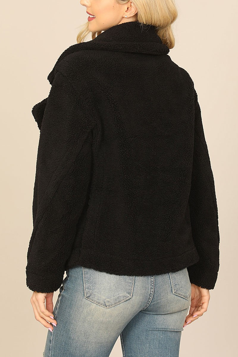 Collared side pocket fleece jacket (RSS6885)