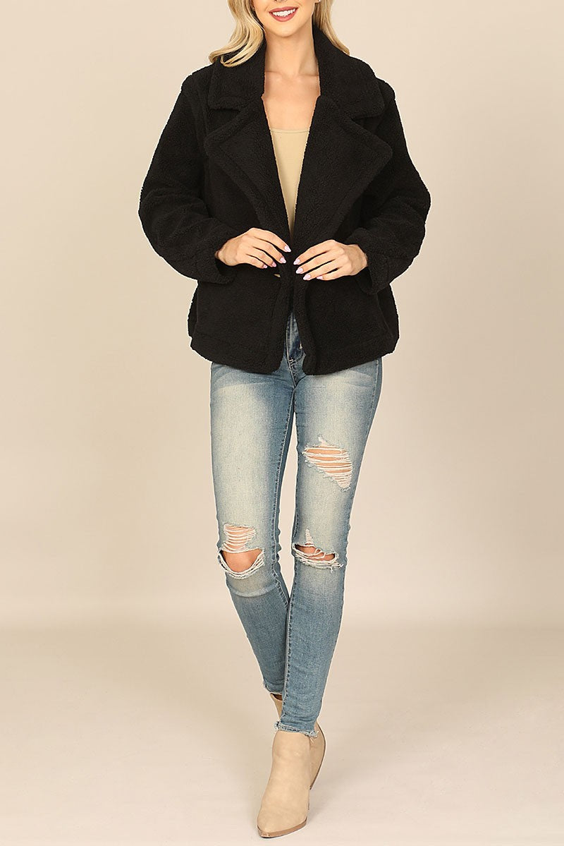 Collared side pocket fleece jacket (RSS6885)