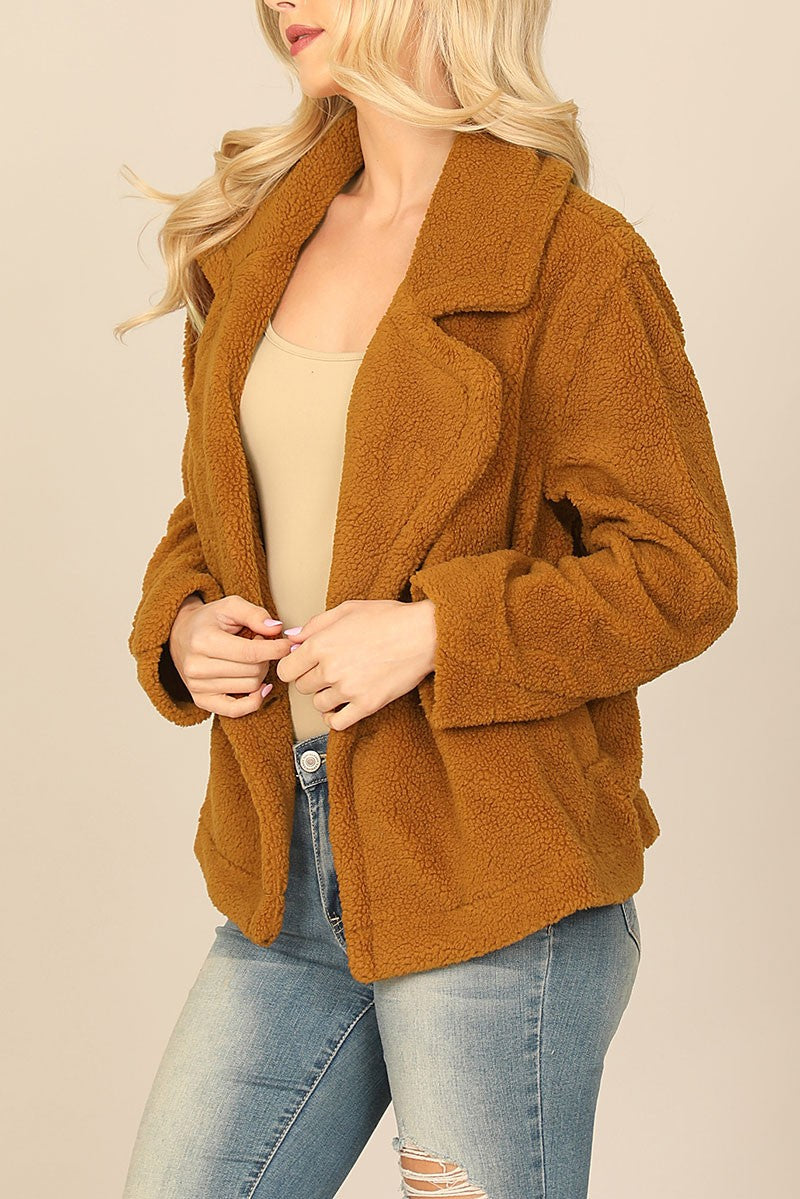 Collared side pocket fleece jacket (RSS6885)