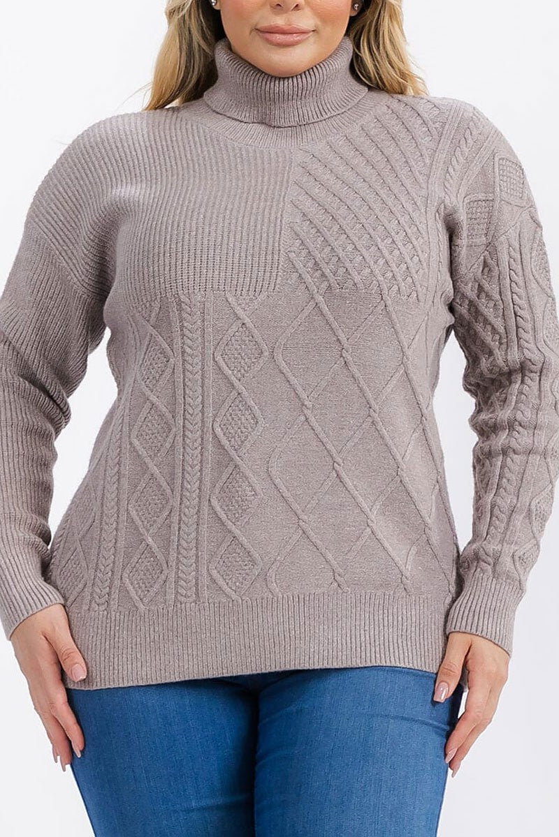 Long sleeve turtle neck detailed pullover sweater (RVWT6655)