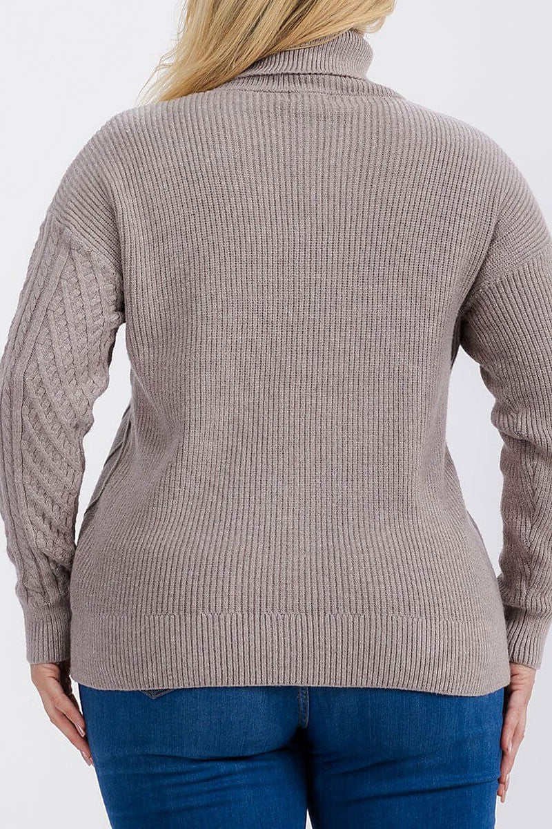 Long sleeve turtle neck detailed pullover sweater (RVWT6655)